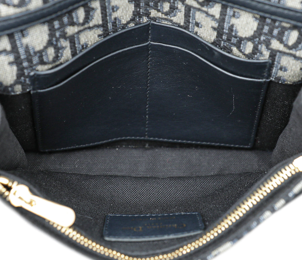 Christian Dior Navy Blue 30 Montaigne Oblique 2 Way Chain Pouch