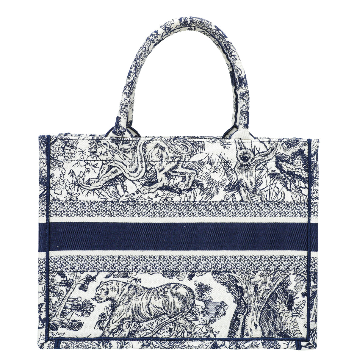 Christian Dior Bicolor Toile De Jouy Embroidery Book Tote Medium Bag