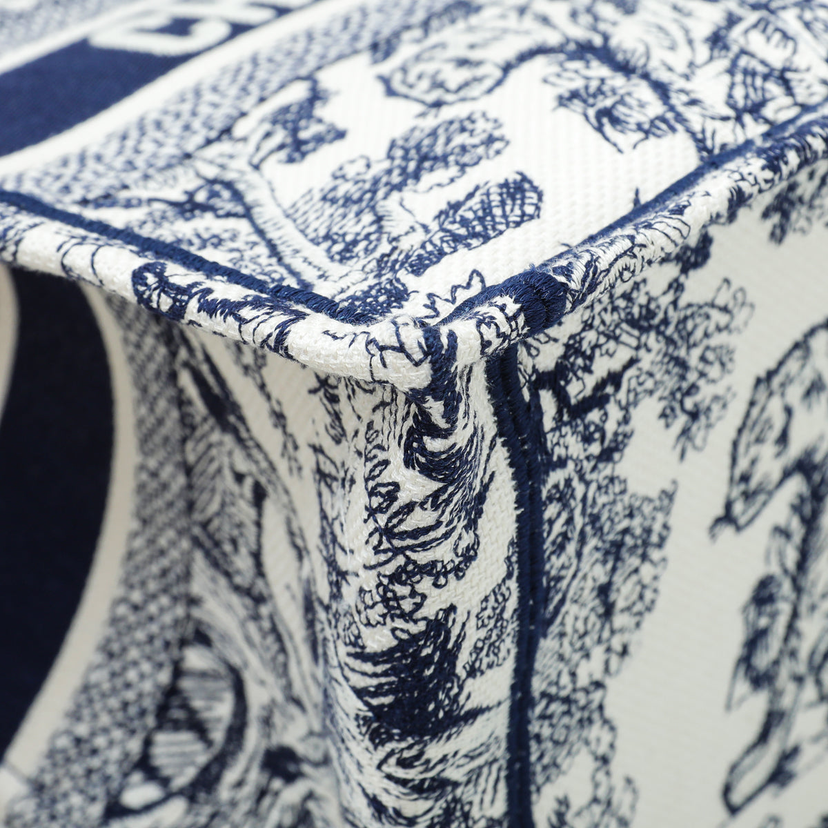 Christian Dior Bicolor Toile De Jouy Embroidery Book Tote Medium Bag