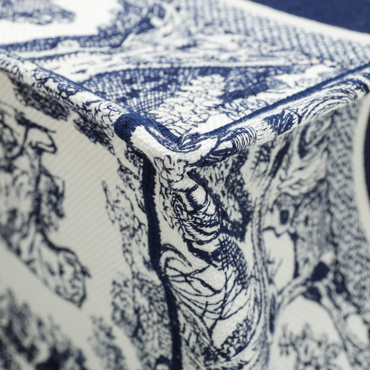 Christian Dior Bicolor Toile De Jouy Embroidery Book Tote Medium Bag