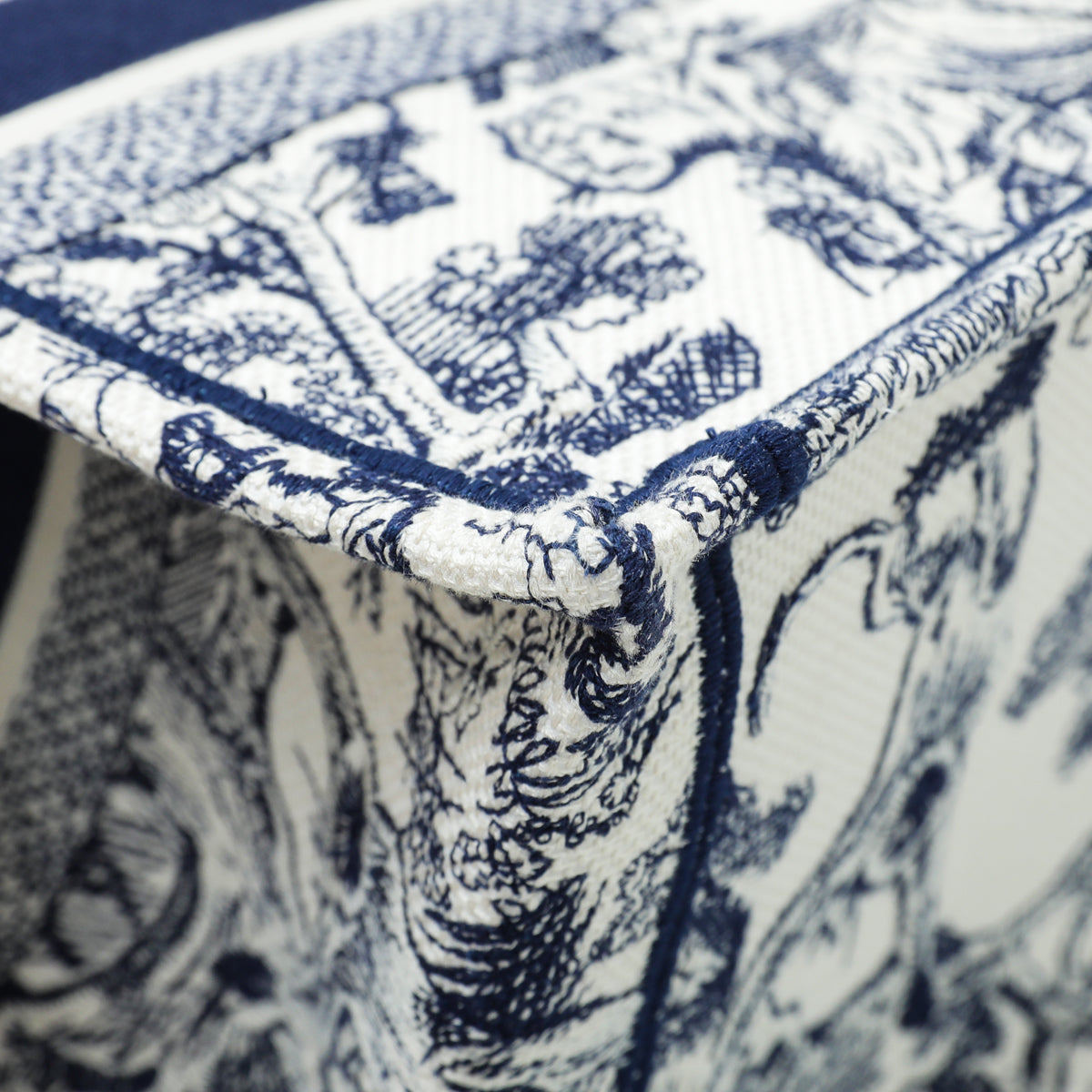 Christian Dior Bicolor Toile De Jouy Embroidery Book Tote Medium Bag