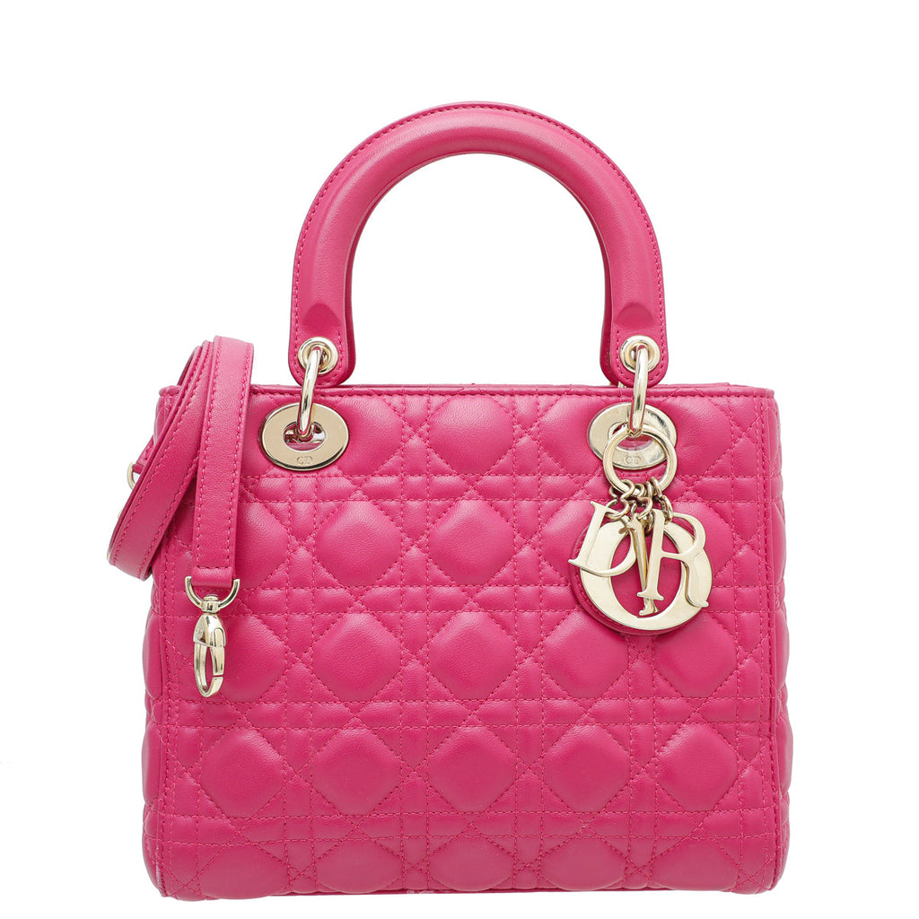 Christian Dior Fuchsia Lady Dior Medium Bag