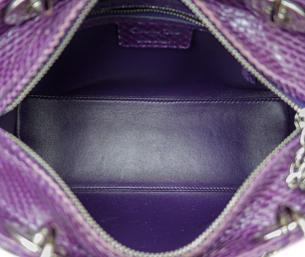 Christian Dior Violet Python Lady Dior Medium Bag