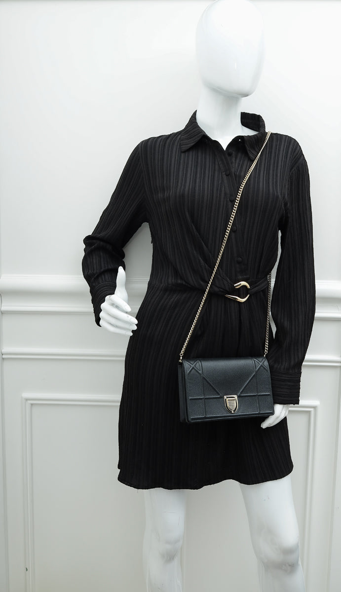 Christian Dior Black Diorama Wallet On Chain