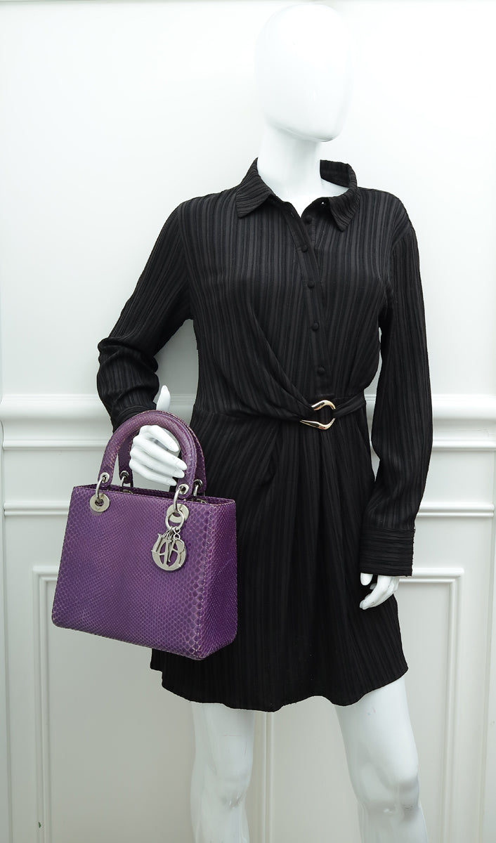 Christian Dior Violet Python Lady Dior Medium Bag