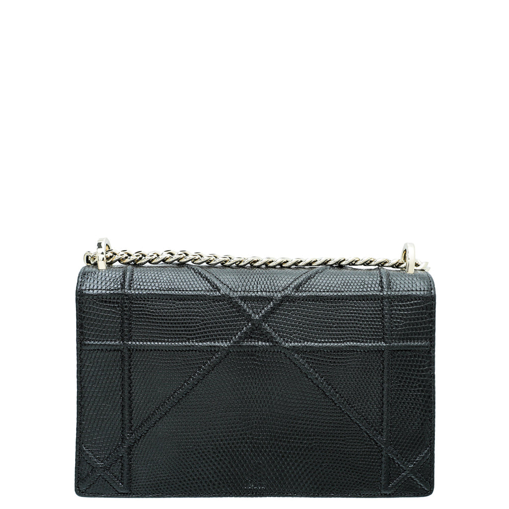 Christian Dior Black Lizard Diorama Medium Bag