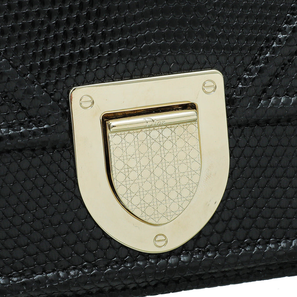 Christian Dior Black Lizard Diorama Medium Bag