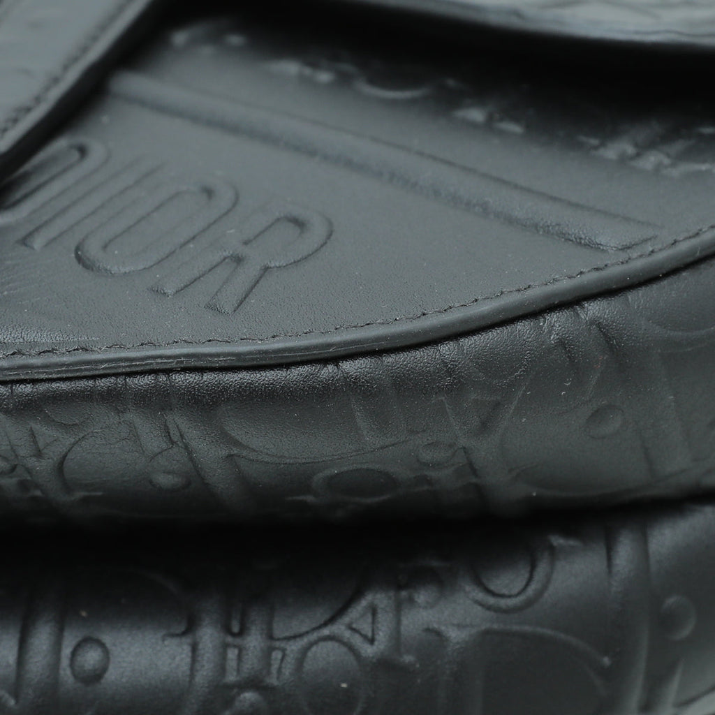 Christian Dior Black Oblique Embossed Saddle Medium Bag