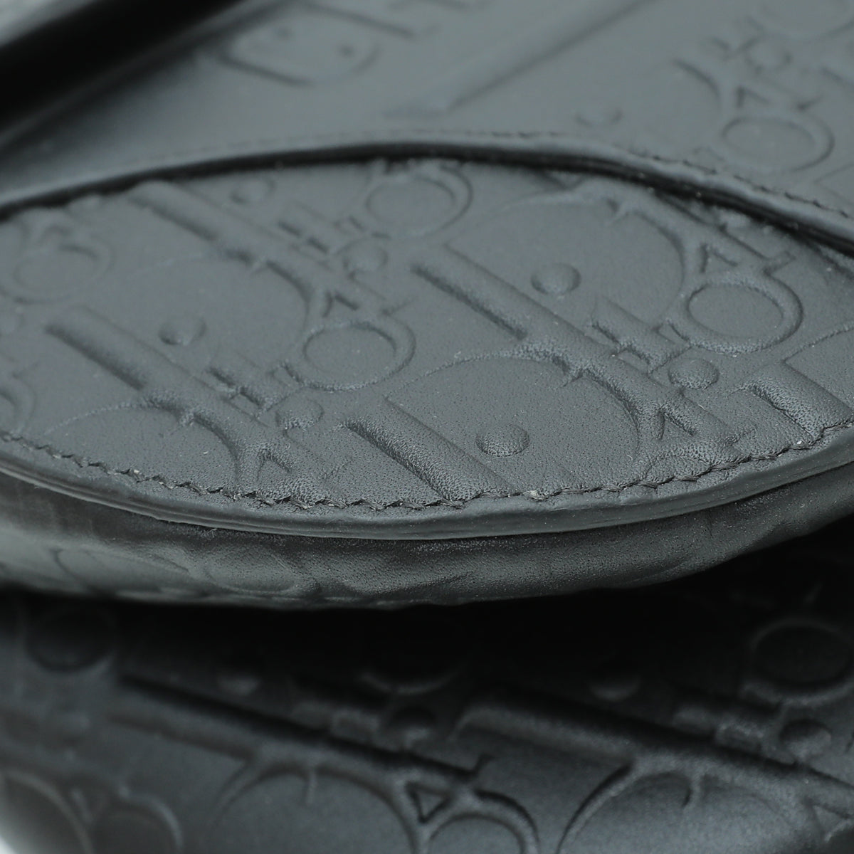 Christian Dior Black Oblique Embossed Saddle Medium Bag