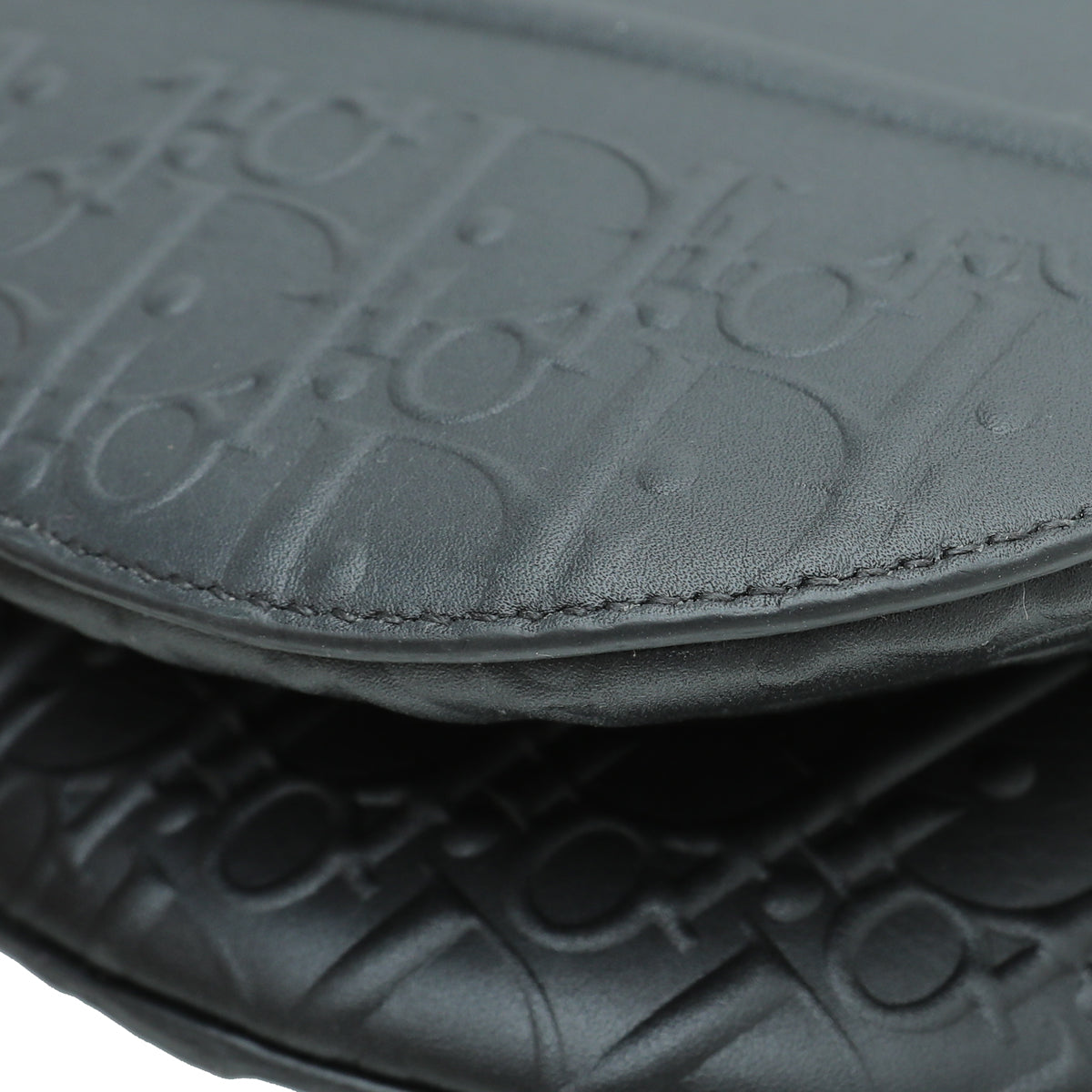 Christian Dior Black Oblique Embossed Saddle Medium Bag