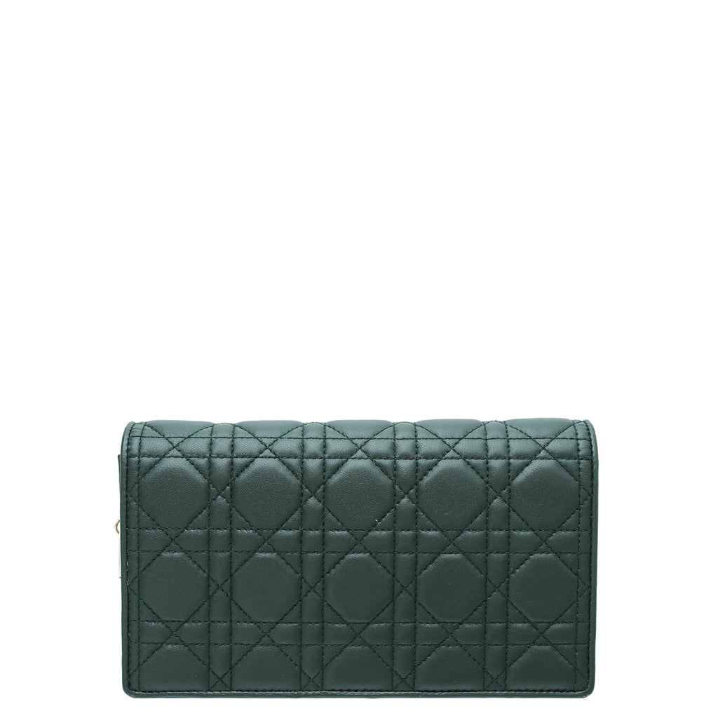 Christian Dior Forest Green Lady Dior Chain Pouch