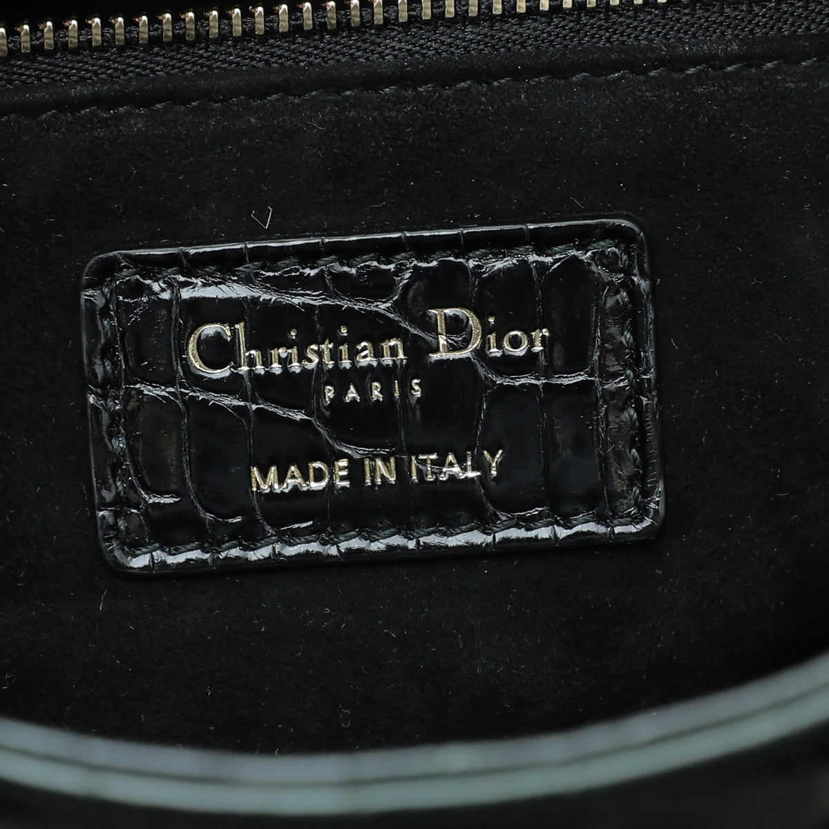 Christian Dior Black Forest Green Lady Dior Alligator Medium Bag