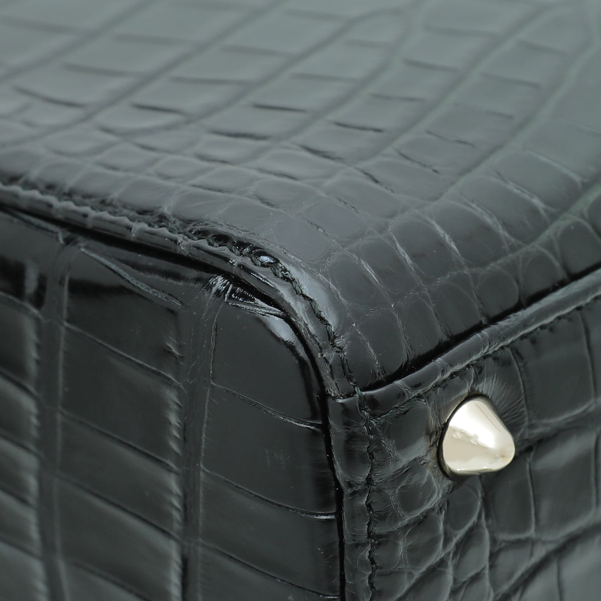 Christian Dior Black Forest Green Lady Dior Alligator Medium Bag