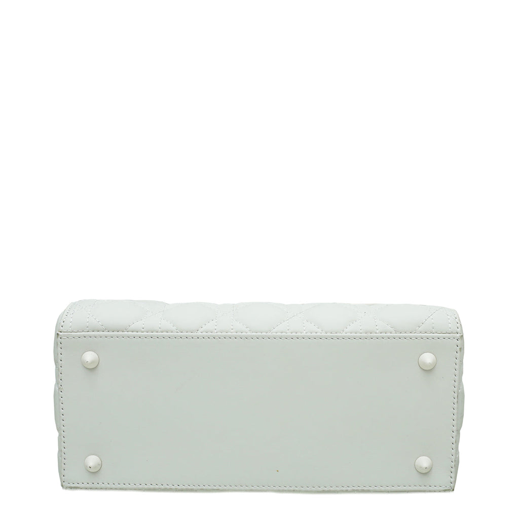 Christian Dior White Ultra Matte Lady Dior Medium Bag
