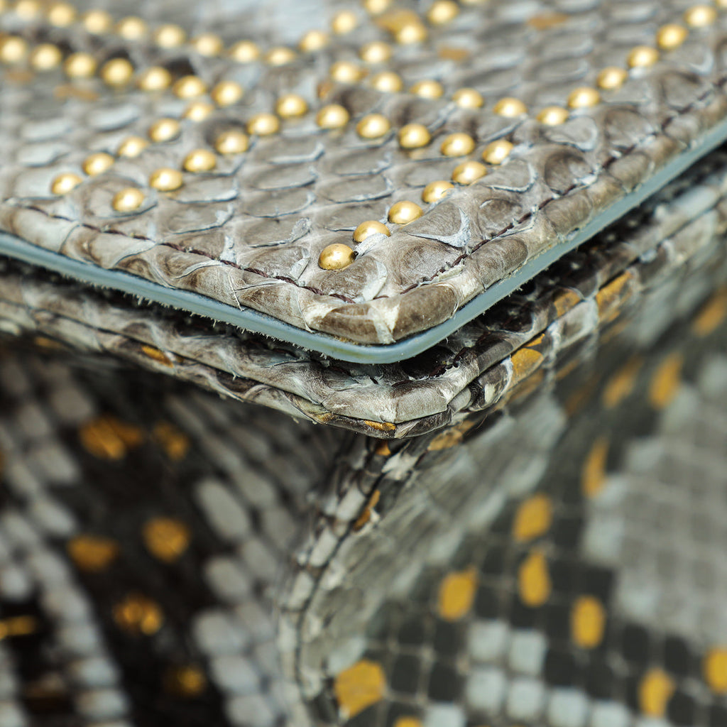 Christian Dior Grey Python Diorama Studs Small Bag