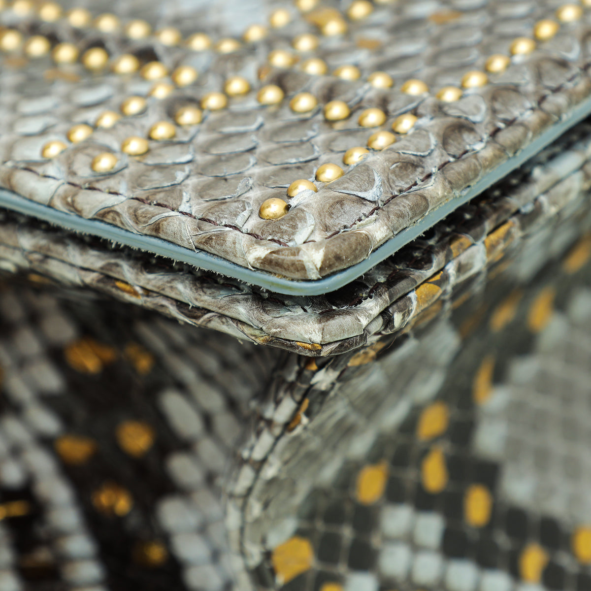Christian Dior Grey Python Diorama Studs Small Bag
