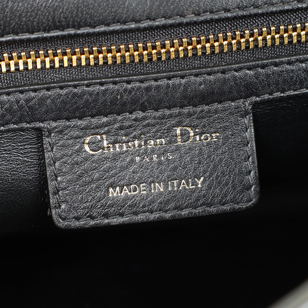 Christian Dior Black Supple Cannage Caro Large Flap Bag