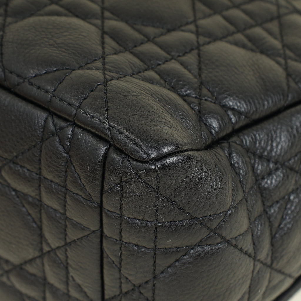 Christian Dior Black Supple Cannage Caro Large Flap Bag