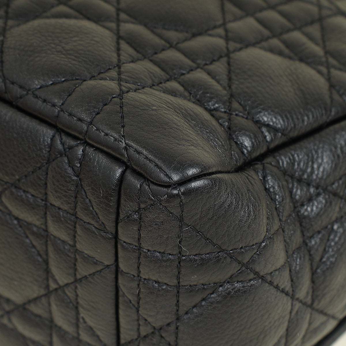 Christian Dior Black Supple Cannage Caro Large Flap Bag