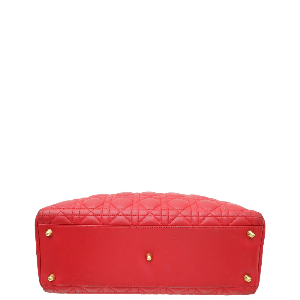 Christian Dior Red Lady Dior Large Bag