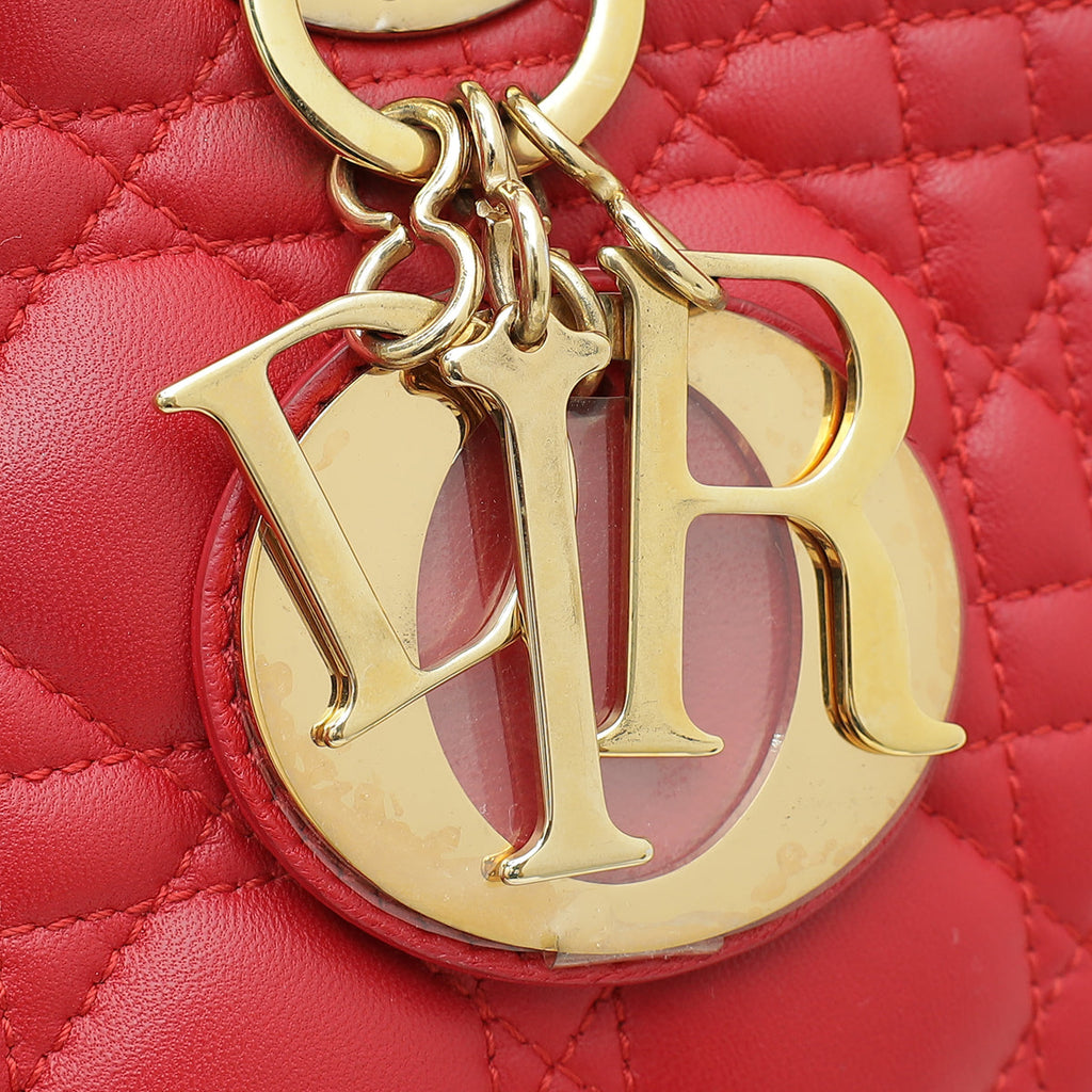 Christian Dior Red Lady Dior Large Bag