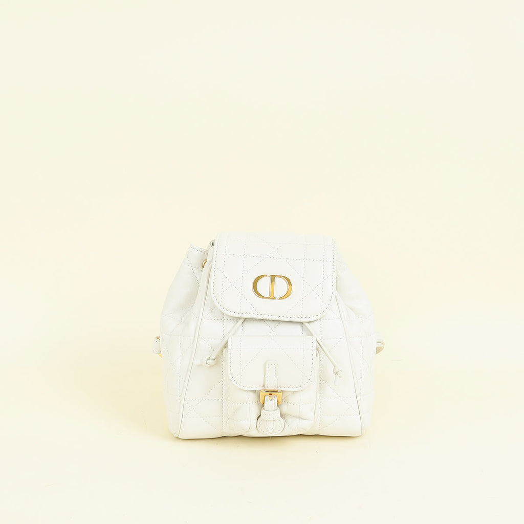 Christian Dior Latte White Small Dior Caro Backpack Bag