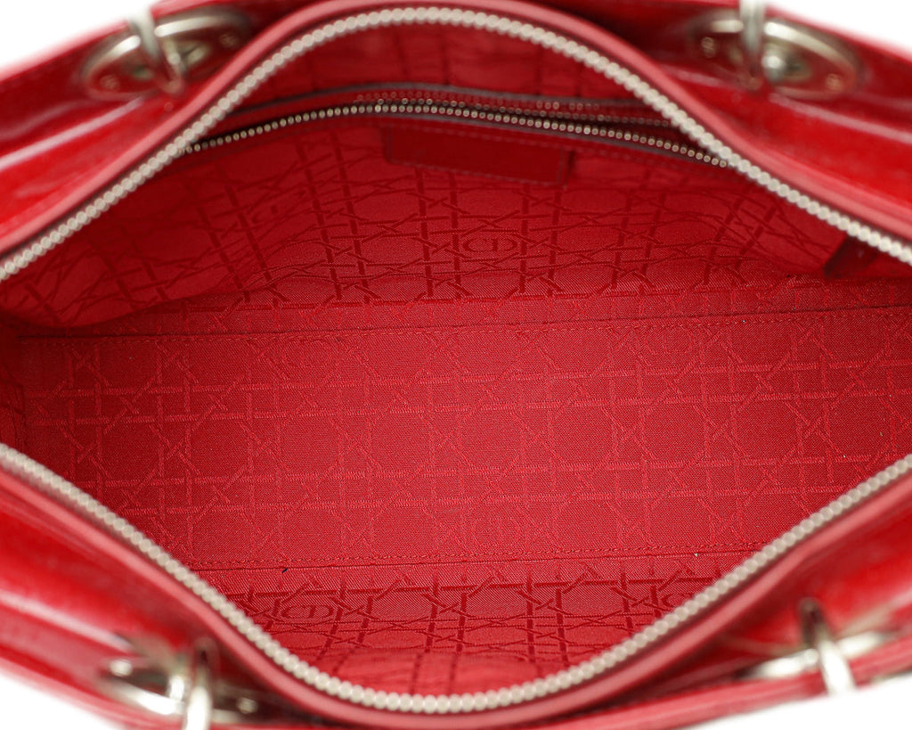 Christian Dior Red Lady Dior Large Bag