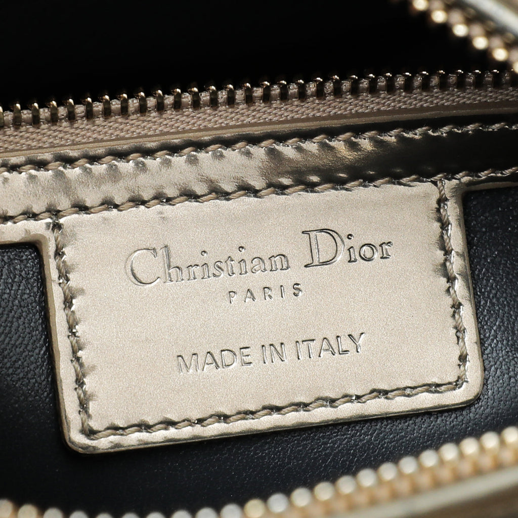 Christian Dior Champagne Lady Dior Micro Cannage Medium Bag