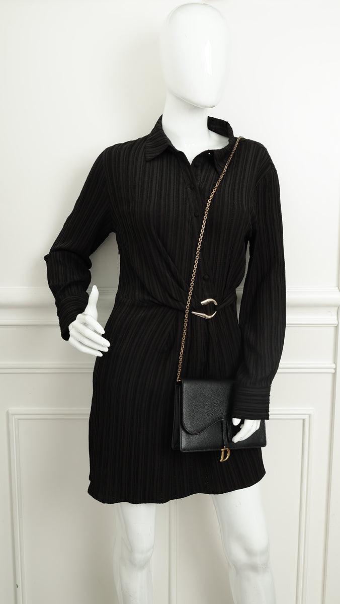 Christian Dior Black Saddle Wallet On Chain Bag