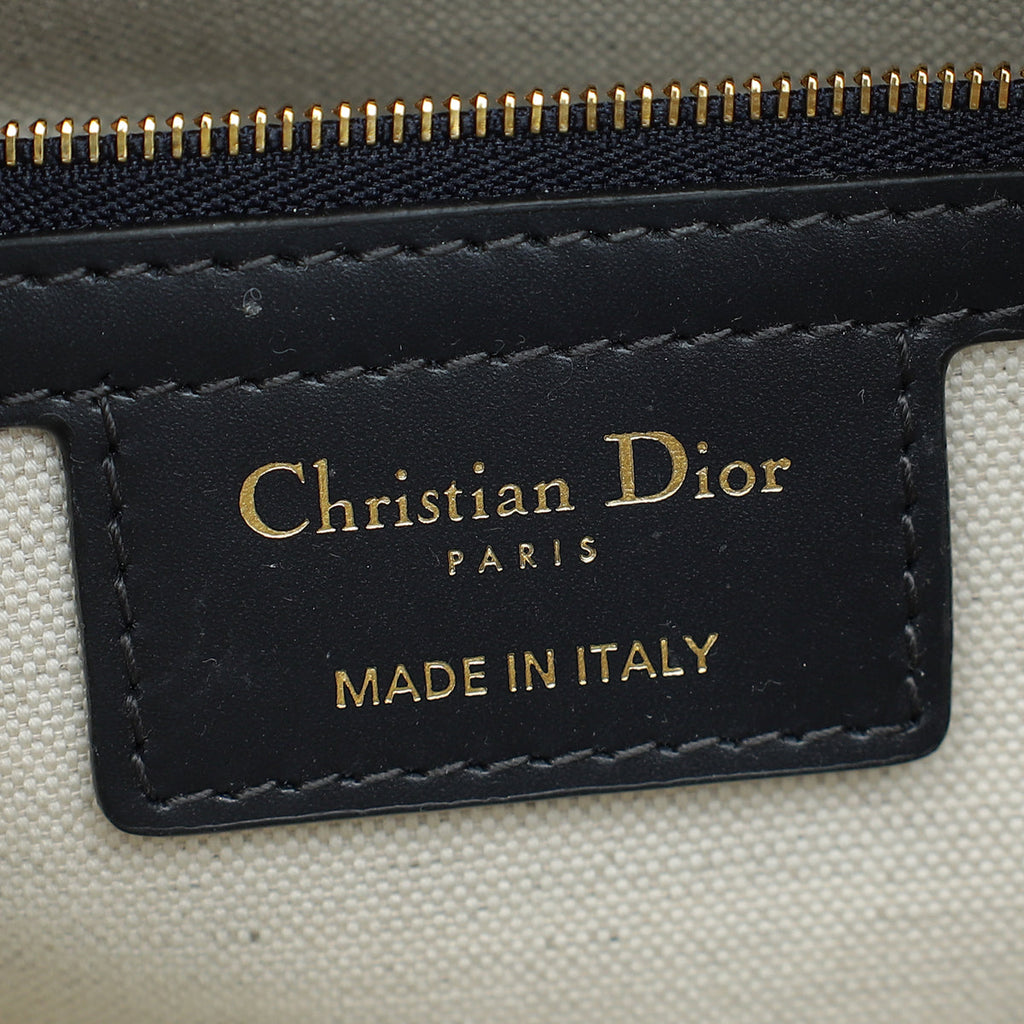 Christian Dior Navy Blue Oblique D-Vibe Medium Bowling Bag
