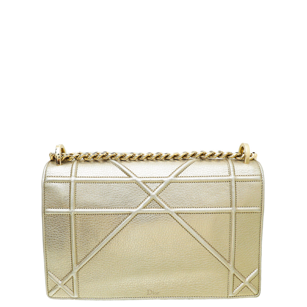 Christian Dior Metallic Champagne Diorama Medium Bag