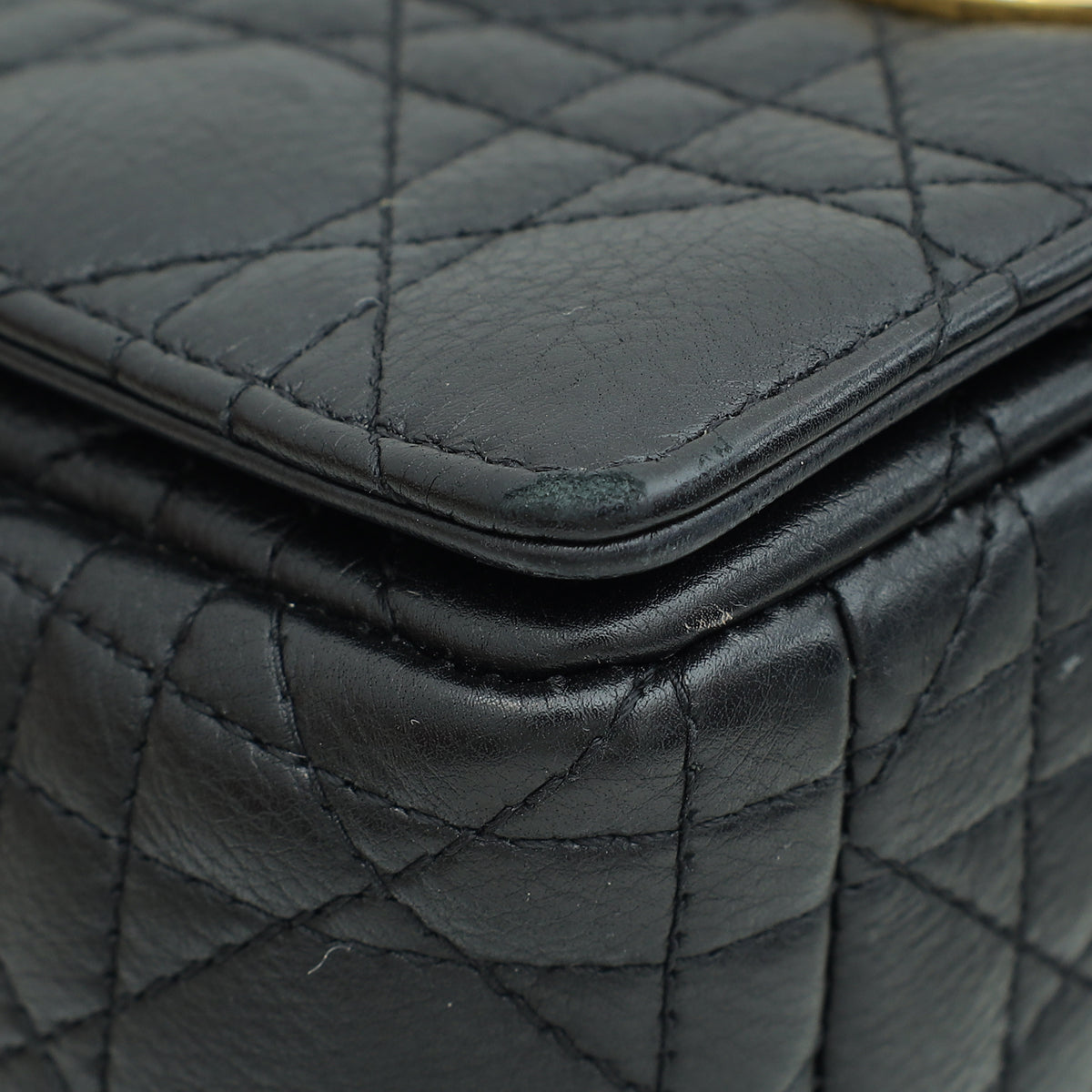 Christian Dior Black Caro Cannage Small Flap Bag