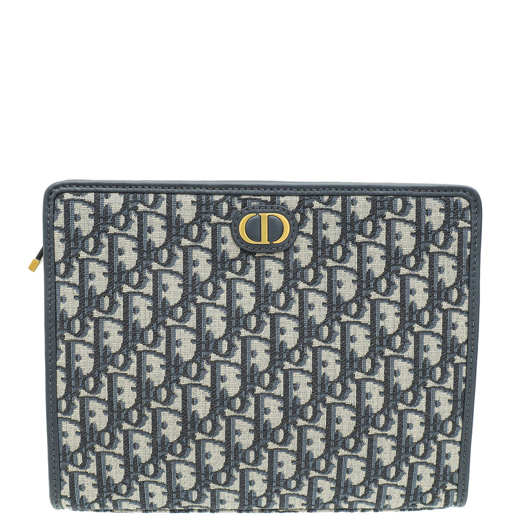 Christian Dior Navy Blue Oblique 30 Montaigne Dea Pouch