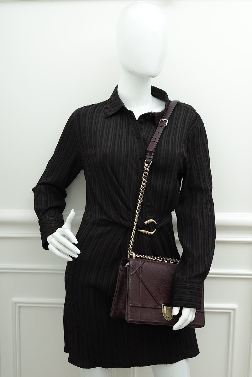 Christian Dior Burgundy Diorama Medium Flap Bag