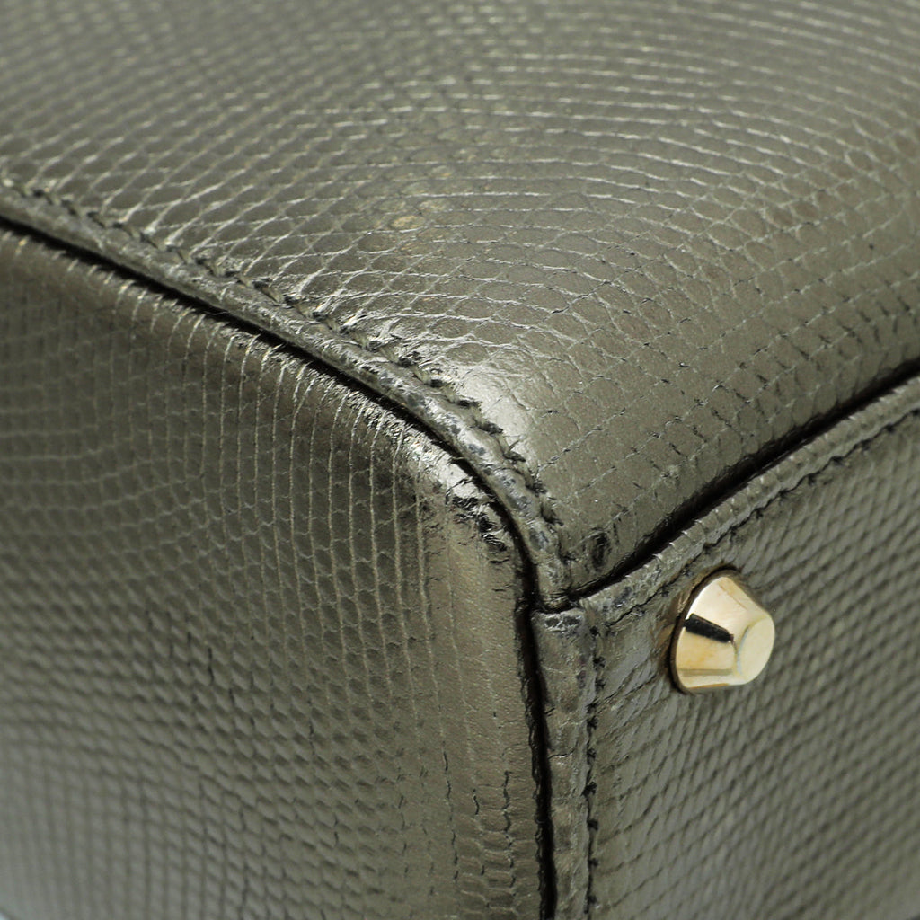 Christian Dior Metallic Olive Lizard Chain Mini Lady Dior Bag