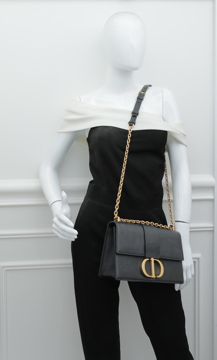 Christian Dior Black 30 Montaigne Flap Chain Bag