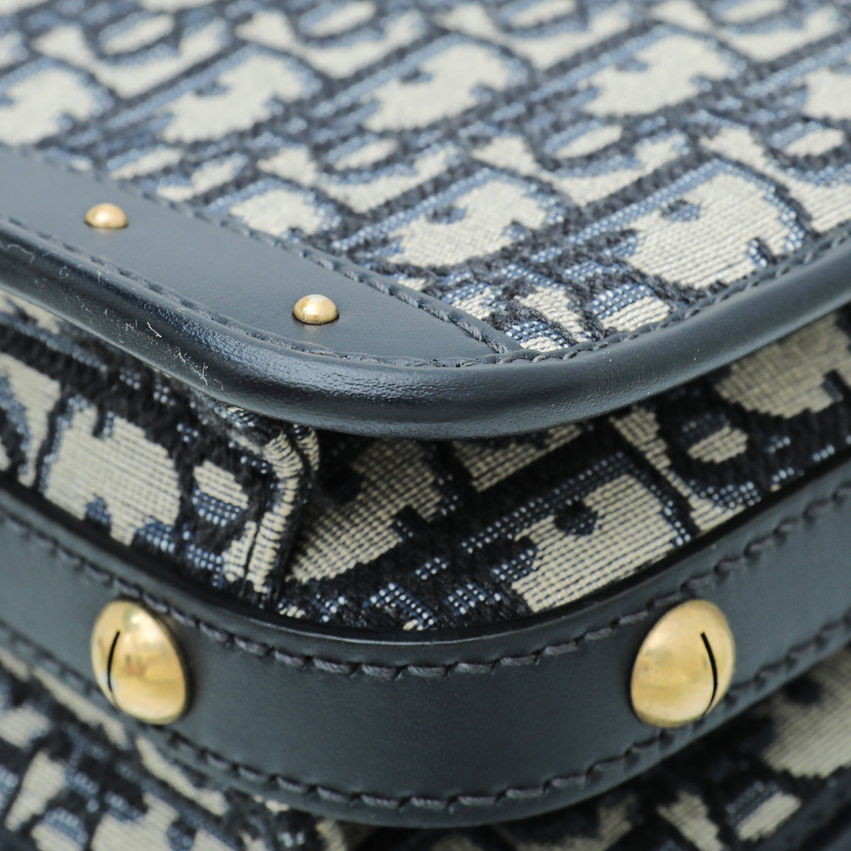 Christian Dior Blue Oblique Studded Square Dioraddict Flap Bag
