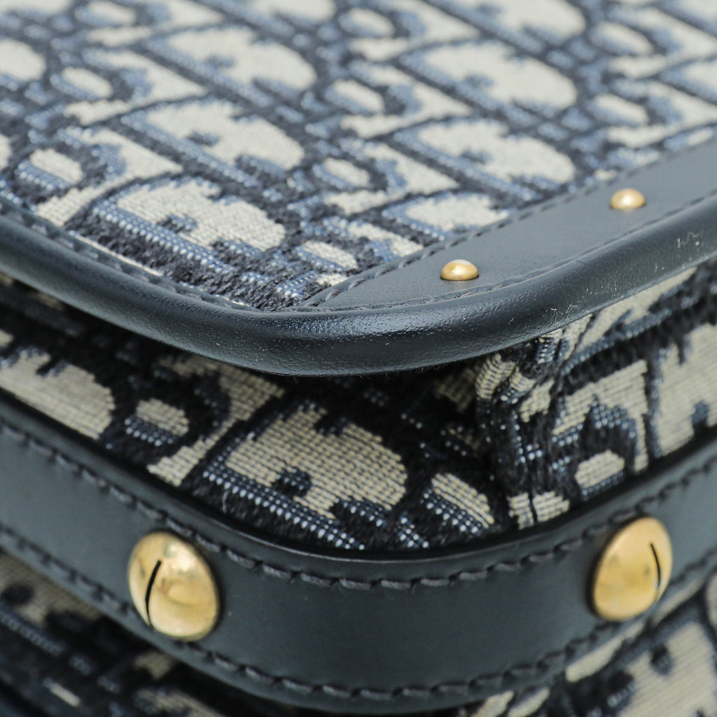 Christian Dior Blue Oblique Studded Square Dioraddict Flap Bag