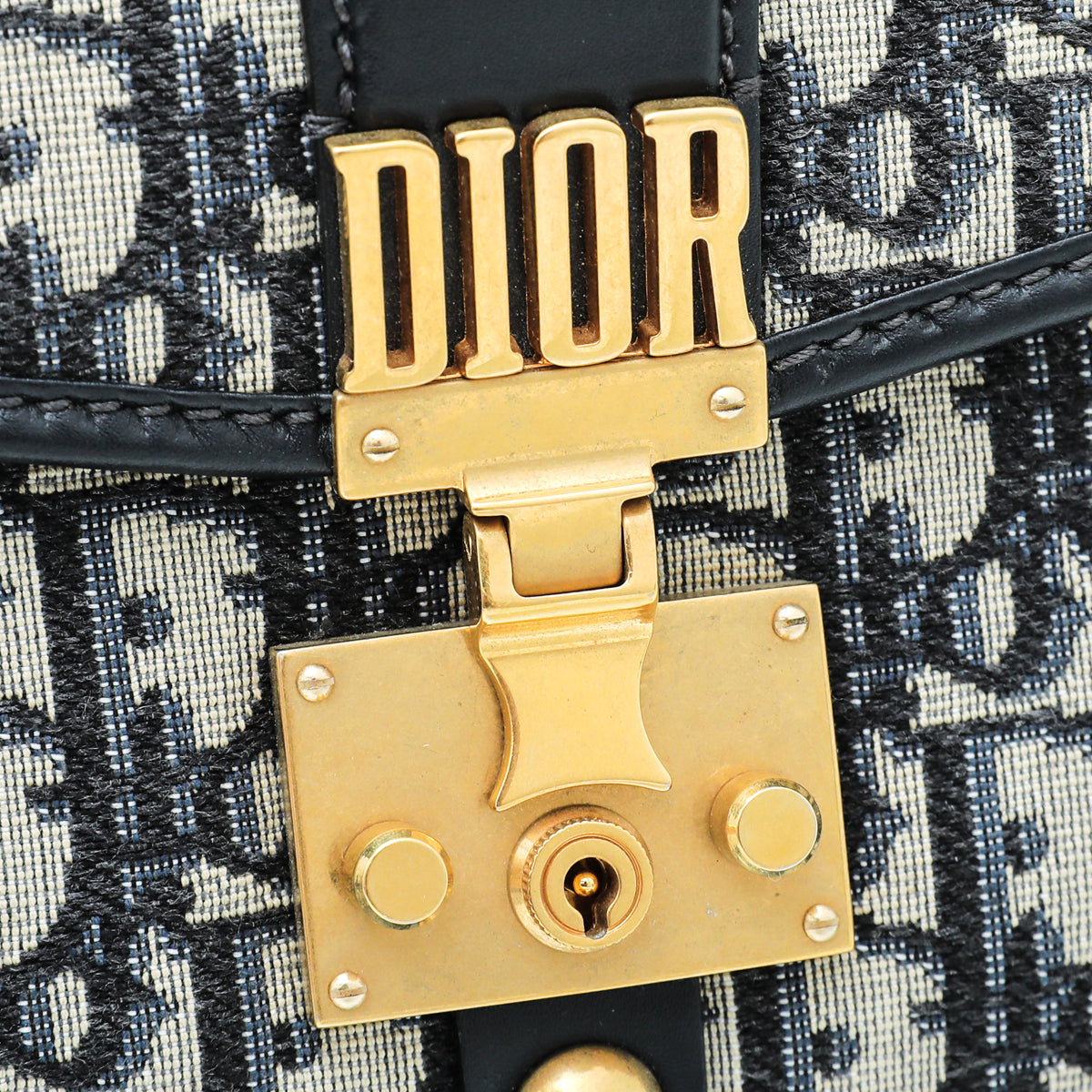 Christian Dior Blue Oblique Studded Square Dioraddict Flap Bag