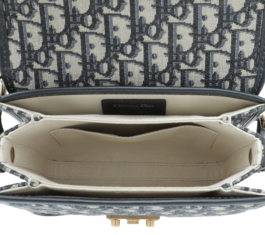 Christian Dior Blue Oblique Studded Square Dioraddict Flap Bag