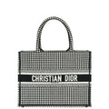 Christian Dior Bicolor Houndstooth Embroidery Book Tote Medium Bag W/ "Habibti"