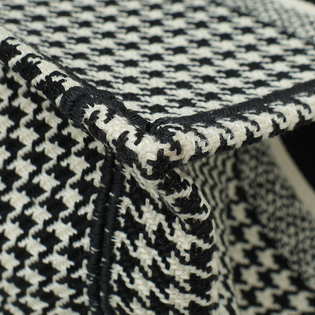 Christian Dior Bicolor Houndstooth Embroidery Book Tote Medium Bag W/ "Habibti"
