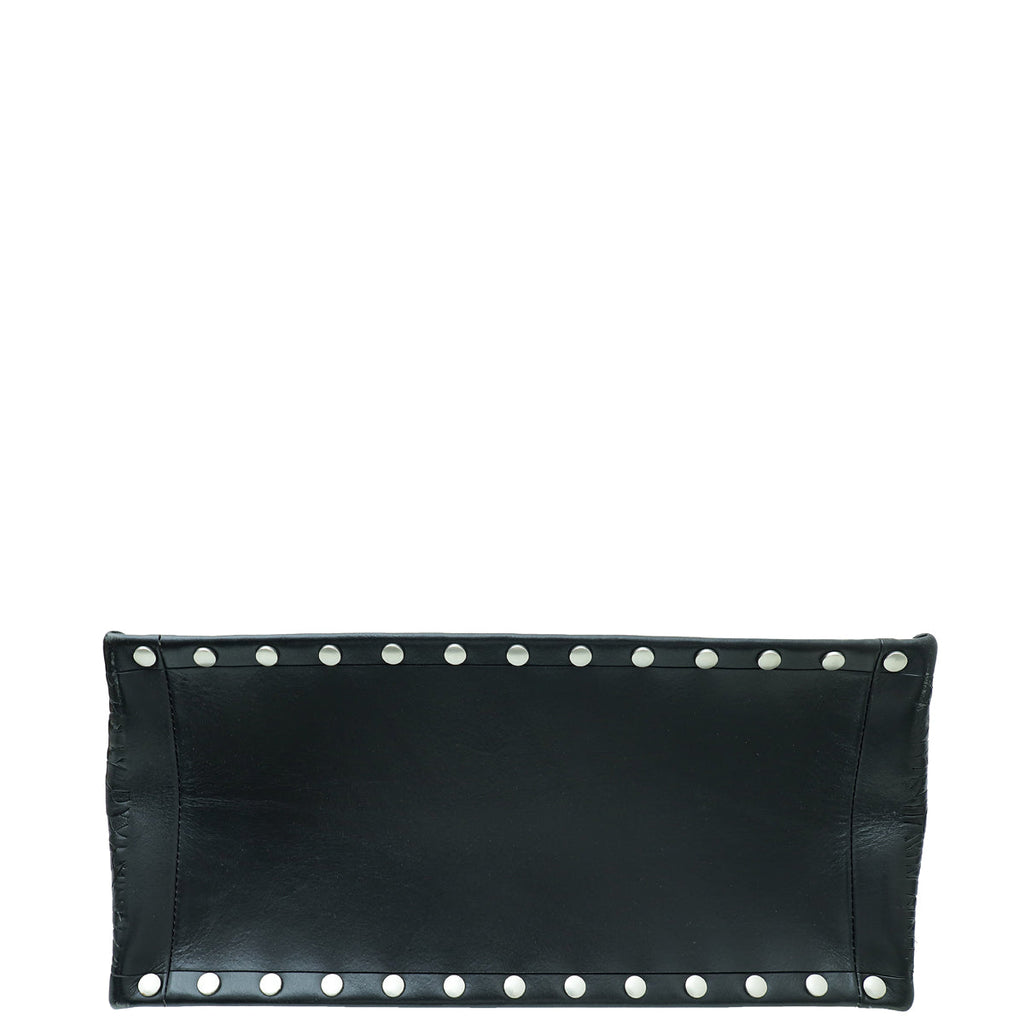 Christian Dior Black Laser Cut Studded Book Medium Tote Bag W/ Twilly