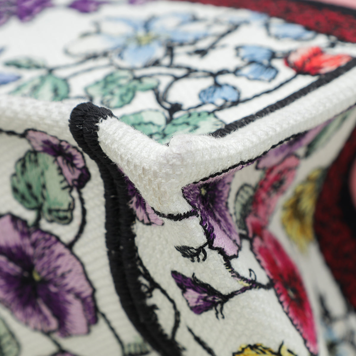 Christian Dior White Multicolor Book Tote Florilegio Embroidery Small Bag
