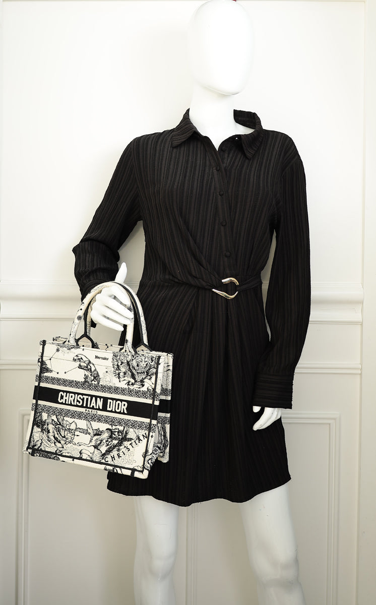 Christian Dior Bicolor Zodiac Embroidery Small Book Tote Bag W/ UP INITIALS