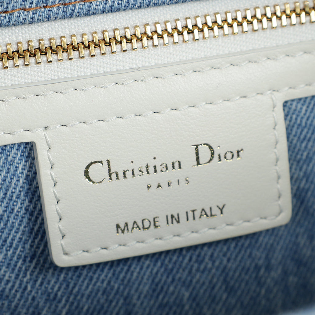 Christian Dior Blue Tie-Dye Denim Macrocannage Caro Medium Shoulder Bag