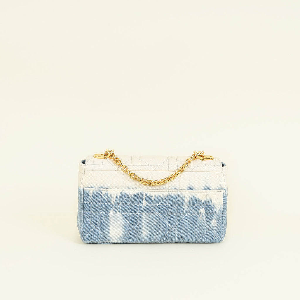 Christian Dior Blue Tie-Dye Denim Macrocannage Caro Medium Shoulder Bag