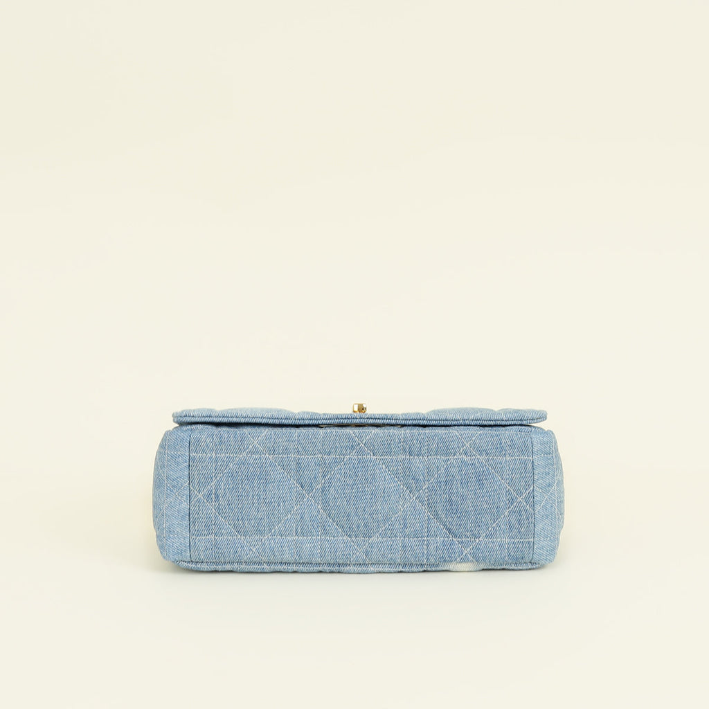 Christian Dior Blue Tie-Dye Denim Macrocannage Caro Medium Shoulder Bag