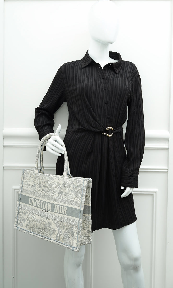 Christian Dior Grey Toile De Jouy Book Tote Medium Bag