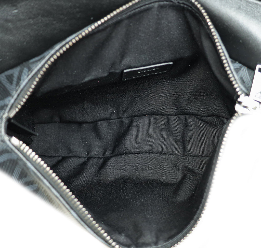 Christian Dior Black CD Diamond Print Saddle Crossbody Bag